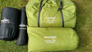 Vango Icarus 500 + Awning + Carpet + Footprint. New Model (nearly new)