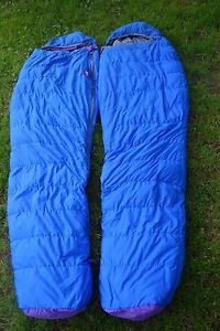 TWO North Face Blue Kazoo Long Goose Down Sleeping Bags Incredible & Clean VGC
