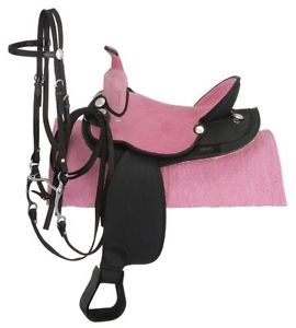 17" PINK Suede Seat Synthetic Western All PurposeTrail Saddle Package By King