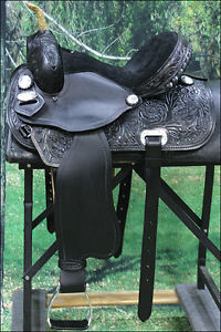 TT200BK-A HILASON FLEX-TREE BARREL RACING TRAIL RIDING WESTERN SADDLE 16"