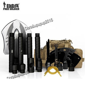 Free Soldier Brand Shovel Sets Collapsible Multi-Tool USB Flashlight With Bag