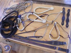 Ranch Bosal Mecate Reins Slobber Leathers Hobbles LOT Capriola Miller Bit & Spur
