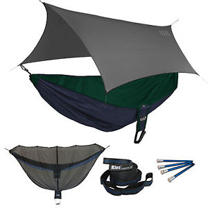 ENO Reactor OneLink Sleep System - Navy/Forest Hammock With Grey Profly