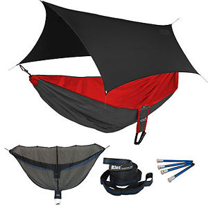 ENO Reactor OneLink Sleep System - Red/Charcoal Hammock With Black Profly
