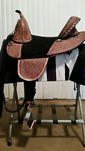 15" LEATHER HILASON TREELESS WESTERN TRAIL BARREL SADDLE BOB MARSHALL STRAPS