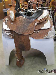 Tex Tan Imperial Fancy Silver Western Show Saddle Used 16"