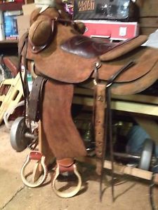 Visalia Stock Saddle D.E. Walker  Buckaroo 16" no sterling silver, Oxbows Includ