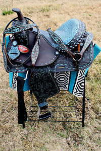 Horse Western Barrel Show Pleasure LEATHER SADDLE Bridle  50172