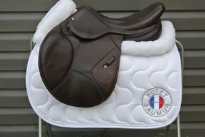 TOLGA Jumping Saddle 16.5" 17" Full Calfskin Year 2014 Medium Tree Dark Brown
