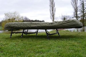 Cyprinus 6 leg Fishing Carp bed bedchair & 5 Season Sleeping bag sleep system