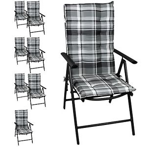 8x Positionsstuhl Klappstuhl Campingstuhl Schwarz 2x2 Textilen + 8x Sitzauflage