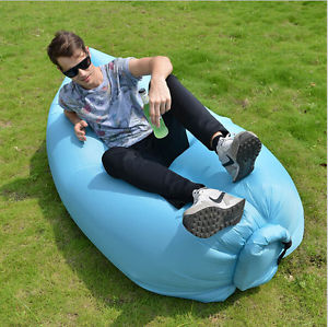 Portable Lounger Air Sofa Couch Hangout Sleep Bag Beach Lazy Bed Inflatable +Bag