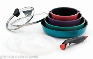 NEOFLAM MIDAS 9-PIECE CAST ALUMINIUM COOKWARE SET WITH DETACHABLE HANDLE & LIDS