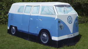 ORIGINAL VOLKSWAGEN T1 BULLI ZELT 4 PERSONEN BLAU / WEIß NEU 211069616  289