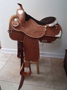 ROCKING R SADDLERY 17" SHOW SADDLE FULL QUARTER HORSE BARS BAR W COVER
