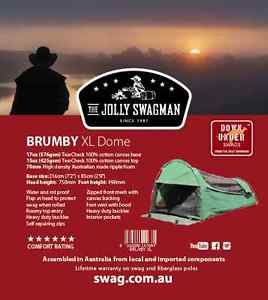 Down Under Brumby XL DELUXE Dome Canvas Swag 70mm Mat