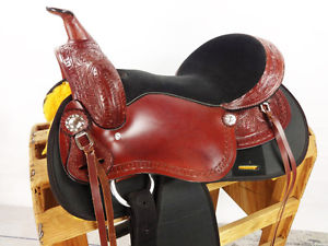 17" LEATHER SYNTHETIC 50/50 VINTAGE WESTERN COWBOY TRAIL HORSE SADDLE TACK