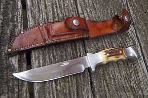 Custom Knife R H Ruana Bonner Montana Sticker M Stamp w/ Sheath handmade Messer