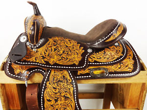 13" BUCK STITCHED YOUTH FQH TREE LEATHER WESTERN HORSE COWBOY TRAIL SADDLE TACK