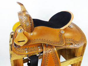 16" LEATHER VINTAGE STYLE HIGH BACK WESTERN COWBOY RANCH TRAIL HORSE SADDLE TACK