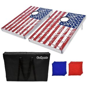 American Flag Cornhole Game set Bean Bag Toss Game Backyard Camping Party New