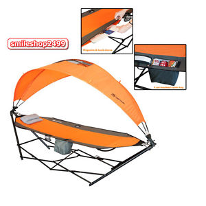 Outdoor Camping Waterproof Hammock W/Canopy Sun Shade Protection Beach Pool Tent