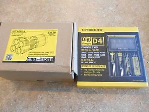 Nitecore BundleTM26 3500 Lumen Flashlight/Searchlight, 4X Batteries,  D4 Charger