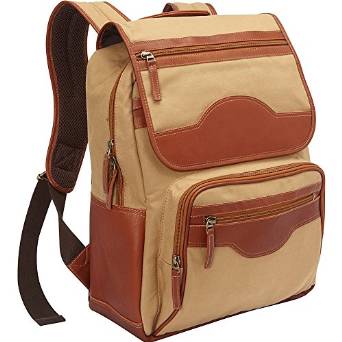 ClaireChase Executive Survival Backpack (Tan Canvas with Brown Leather)