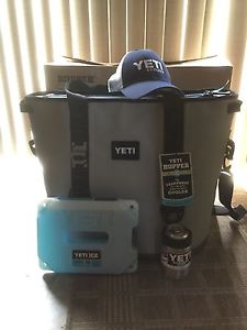 Yeti Hopper 40 Cooler, Yeti Colster, Bottle Opener, Hat, 4lb Ice