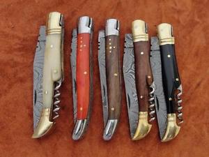 Taschenmesser, Damast 5 Stück, Damascus Folding Knife, Damaszener