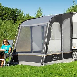 Reisevorzelt Lago Camping Wohnwagen Sonnendach inkl Bodenwanne grau 240 - 255 cm