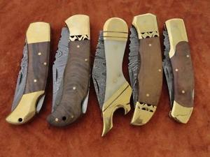 Taschenmesser, Damast 5 Stück, Damascus Folding Knife, Damaszener