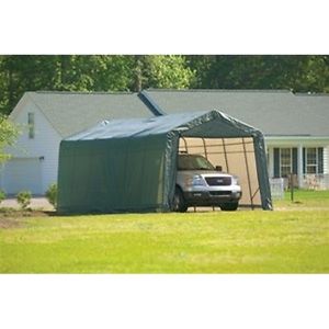 Shelterlogic 90244 13X28X10 Peak Style Shelter, Green Cover New