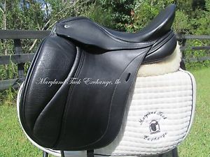 17" SCHLEESE DERBY black dressage saddle- wide tree( adjustable)-shoulder relief