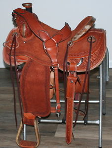 Jays Custom 16" Will James Roping Saddle, Baties Tree, Matching Breast Collar