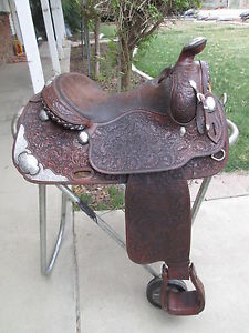 15.5" VICTOR WESTERN SHOW SADDLE - STUNNING SADDLE - STERLING OVERLAY