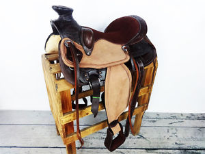 17" ROUGH OUT TOOLED WESTERN WADE HORSE ROPING PLEASURE COWBOY RANCH SADDLE