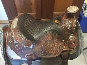 Shirley Brown of San Antonio, TX handmade Westerm saddle, 15 1/2", wide tree