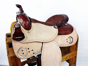 17" ROUGH OUT LEATHER WESTERN COWBOY TRAINING HORSE TRAIL WORK SADDLE RANCH TACK