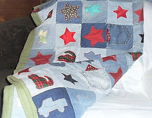 GREAT 4 CAMPING~!UNDER OR OVER! ~NICE & WARM FOREVER* DENIM JEAN QUILT 66 X 72