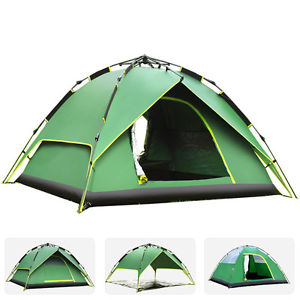 4 Person Outdoor Camping Thicken Professional Large Auto Tent Double Layer