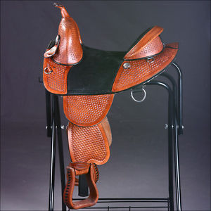 HILASON TREELESS WESTERN TRAIL BARREL RACING LEATHER HORSE RIDING SADDLE 14"