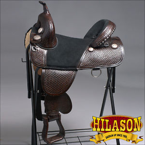 TW102DB-F HILASON TREELESS WESTERN TRAIL BARREL RACING LEATHER HORSE SADDLE 17"
