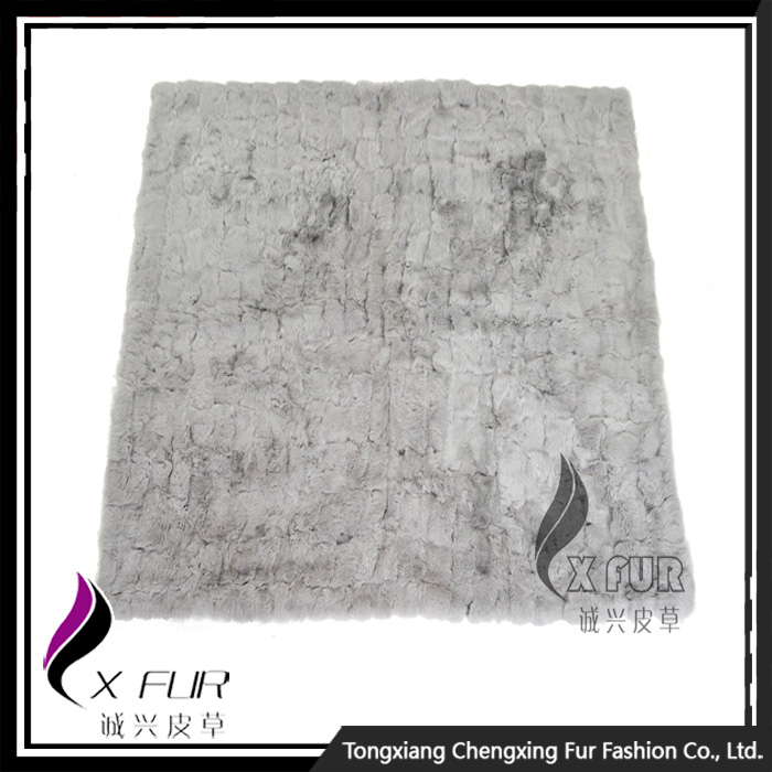 CX-D-30 200x150cm Grey Colour Rabbit Fur Throw Blanket/Bed Cover
