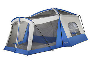 8 Person Tent Camping Outdoor Cabin Family Dome Shelter With Screen Room Blue