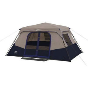 Cabin Tents For Camping 8 Person Instant Easy Set Up Navy Tan Large Fit Queens