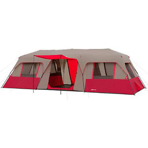 New Ozark Trail 15 Person 3 Room Split Plan Outdoor Instant Cabin Tent Red