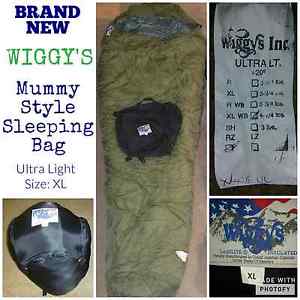 NEW Wiggy's Ultra Light Lt Mummy Style Sleeping Bag w/ Stuff Sack XL +20F Green