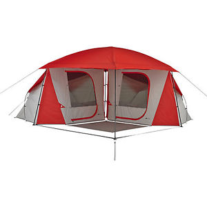 New Red Eight Person Dome Camping Tent Canopy All Season Sleeping Area 10' x 10'
