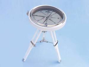 Decorative Chrome with White Stand Compass Table 23"